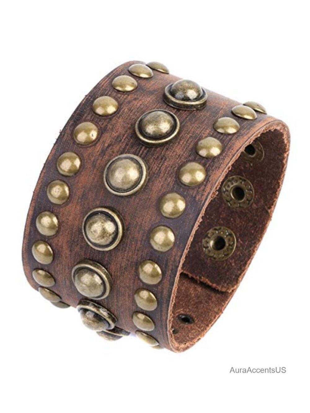 Genuine Leather Cuff Bracelet Punk Retro Adjustable